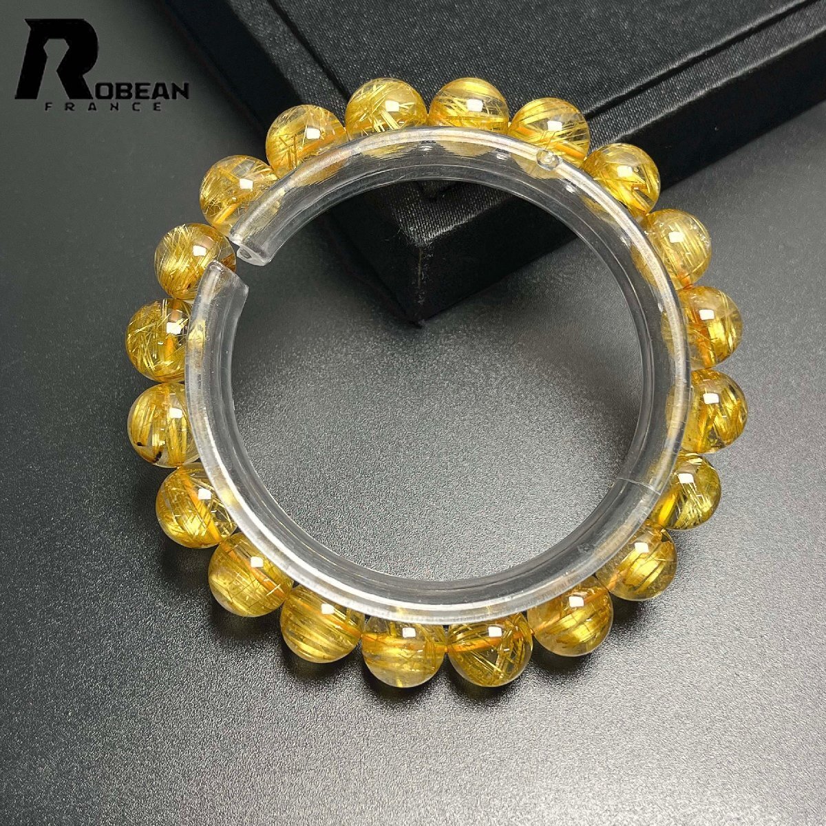 レア EU制 定価46萬円★ROBEAN?極!極満針ルチルクォーツ★ブレスレット パワーストーン 天然石 綺麗 金運(yùn) お守り 9.8-10.3mm K0319544