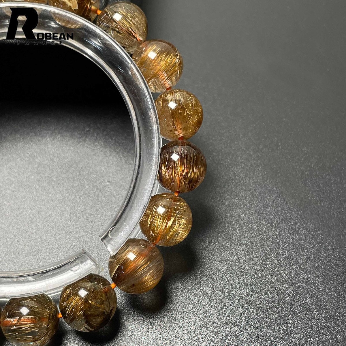 上級 EU制 定価14萬円★ROBEAN?貓目銅髪ルチルクォーツ★ブレスレット パワーストーン 天然石 綺麗 金運(yùn) お守り 9.9-10.3mm M0407857