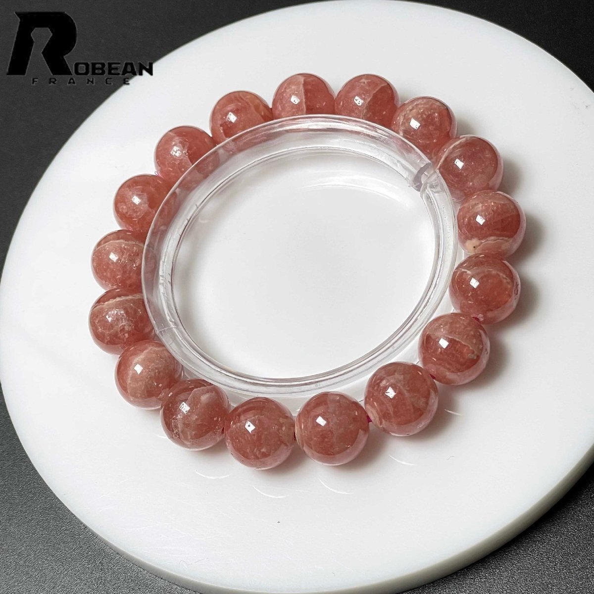 上級 EU制 定価27萬円★ROBEAN?インカローズ★ブレスレット パワーストーン 原石 天然石 高級 プレゼント バラ色 11.9-12.2mm M0213267