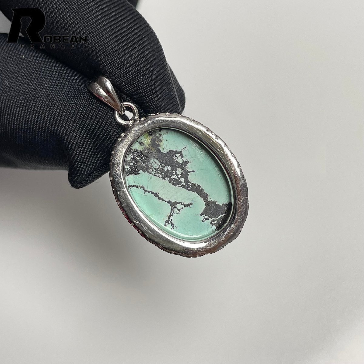 絶賛 EU制 定価6萬円★ROBEAN?ターコイズ トルコ石?ペンダント★アクセサリー 天然石 きれいめ 約17.7*13.6*6.3mm M1115464