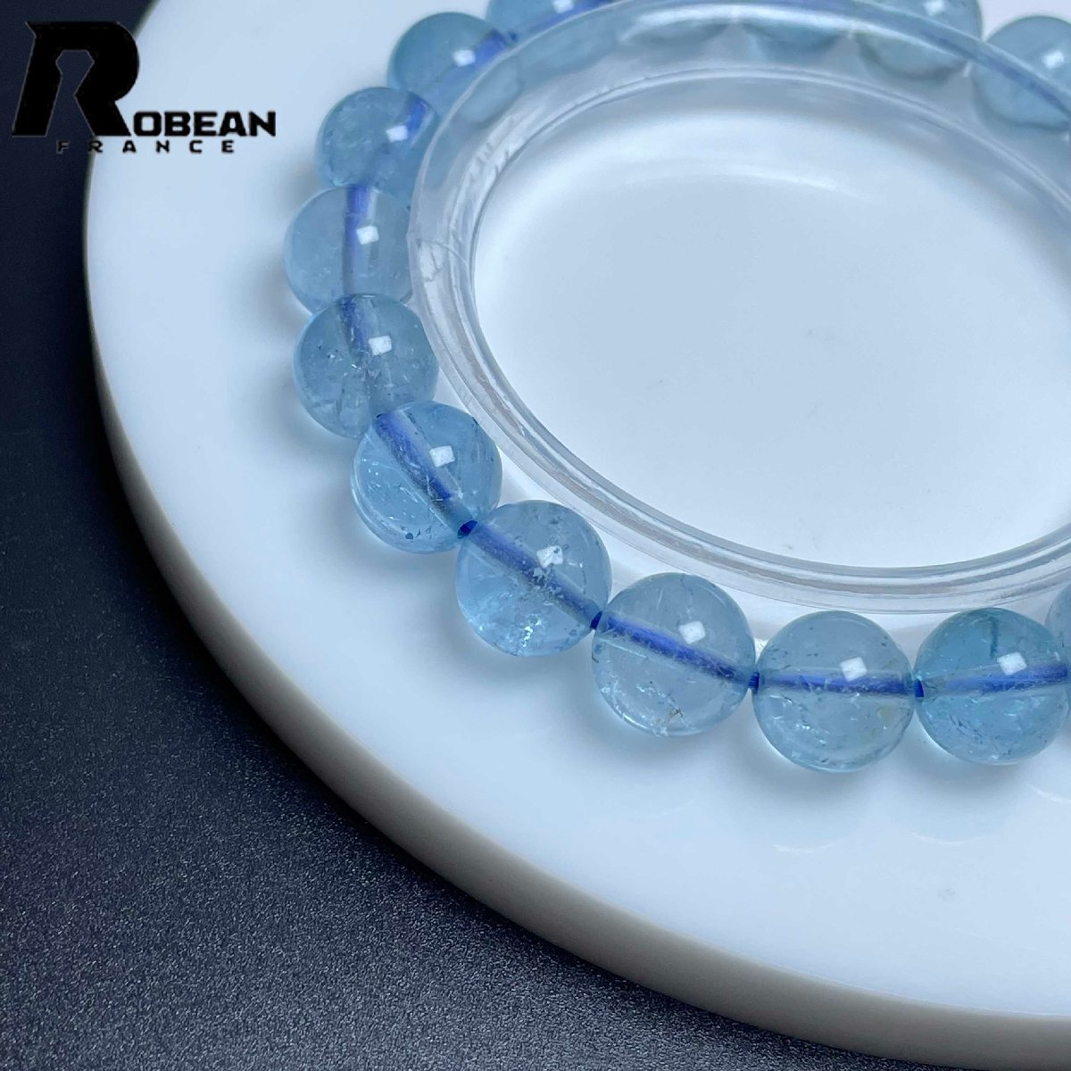 逸品 EU制 定価14萬(wàn)円★ROBEAN?ブルートパーズ★ブレスレット パワーストーン 天然石 綺麗 お守り 9.1-9.7mm M0428097