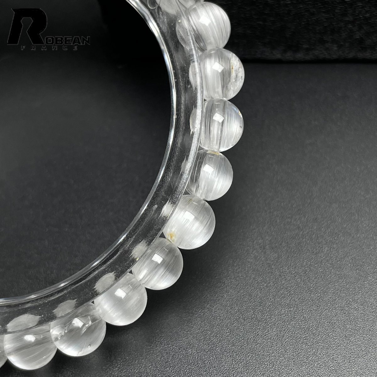 綺麗 EU制 定価106萬円★ROBEAN?ホワイトトパーズルチルクォーツ★パワーストーン アクセサリー 貓目 天然石 お守り 6.4-6.9mm M1108395