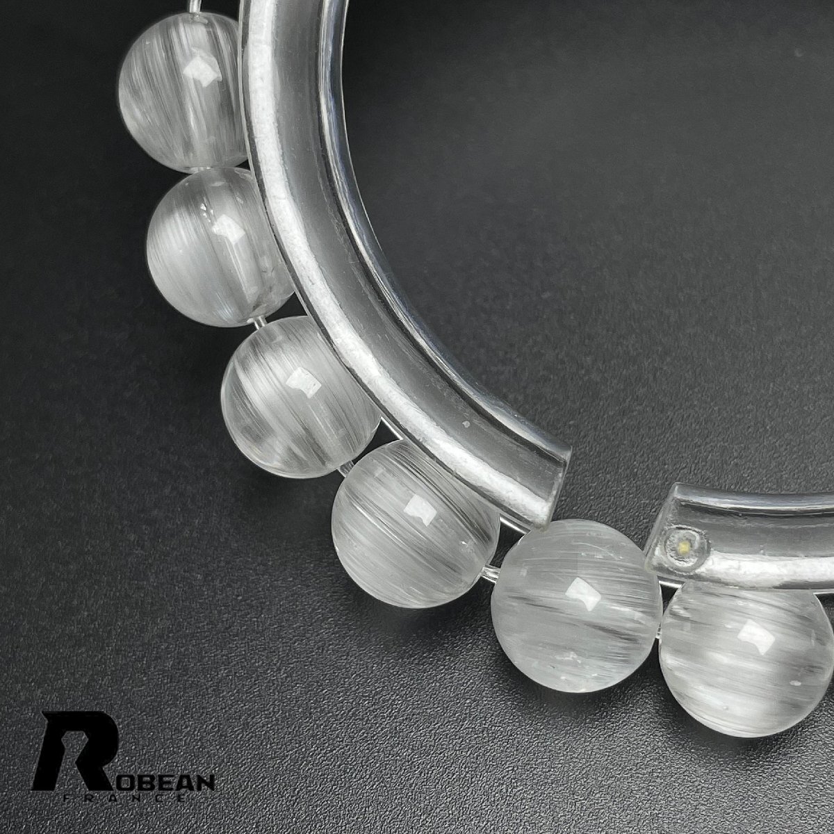 高級 EU制 定価176萬円★ROBEAN?ホワイトトパーズルチルクォーツ★パワーストーン アクセサリー 貓目 天然石 お守り 8.4-8.8mm M1108393