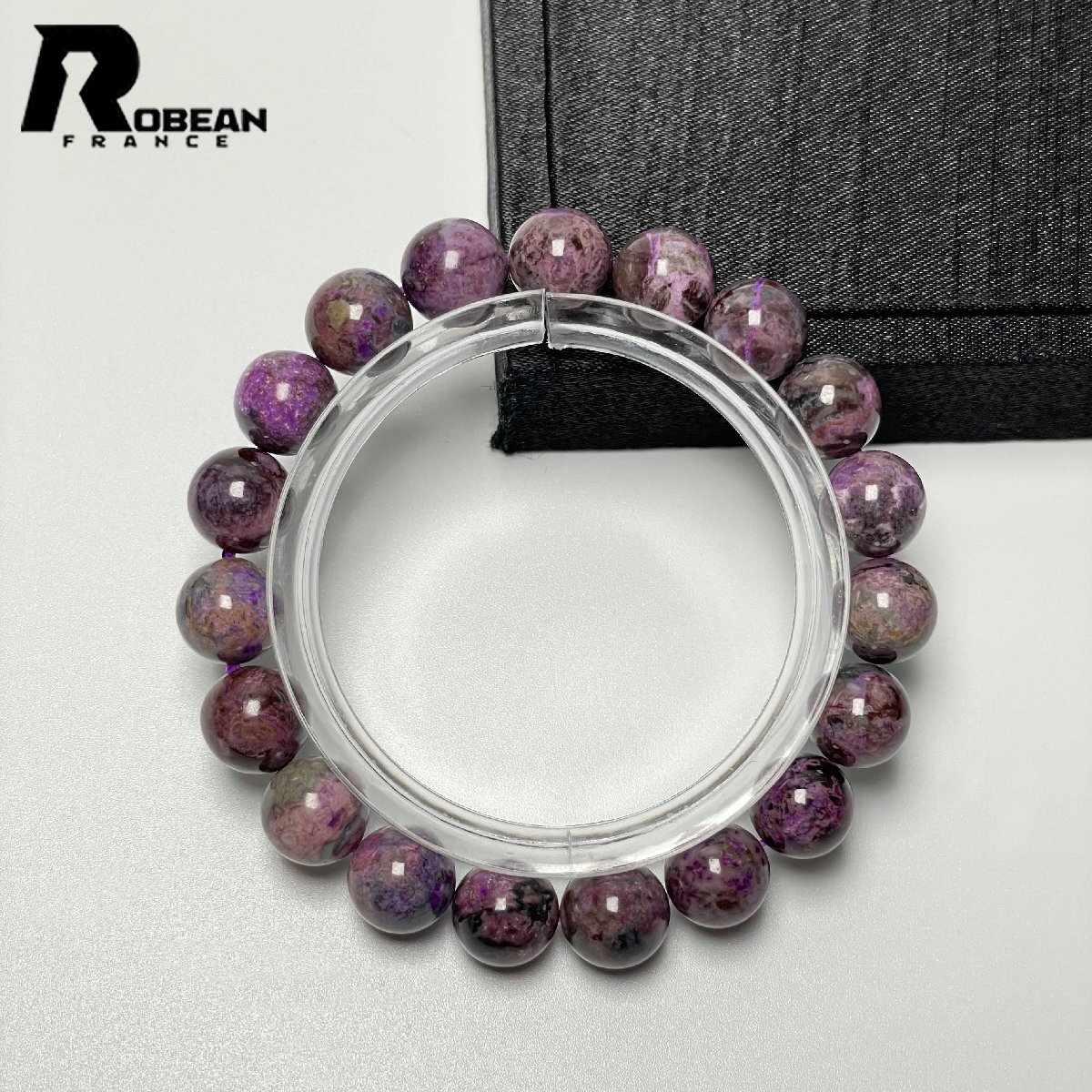 上品 EU制 定価142萬円★ROBEAN?スギライト杉石★ブレスレット パワーストーン 天然石 綺麗 平和 お守り 10.1-10.6mm D0328328