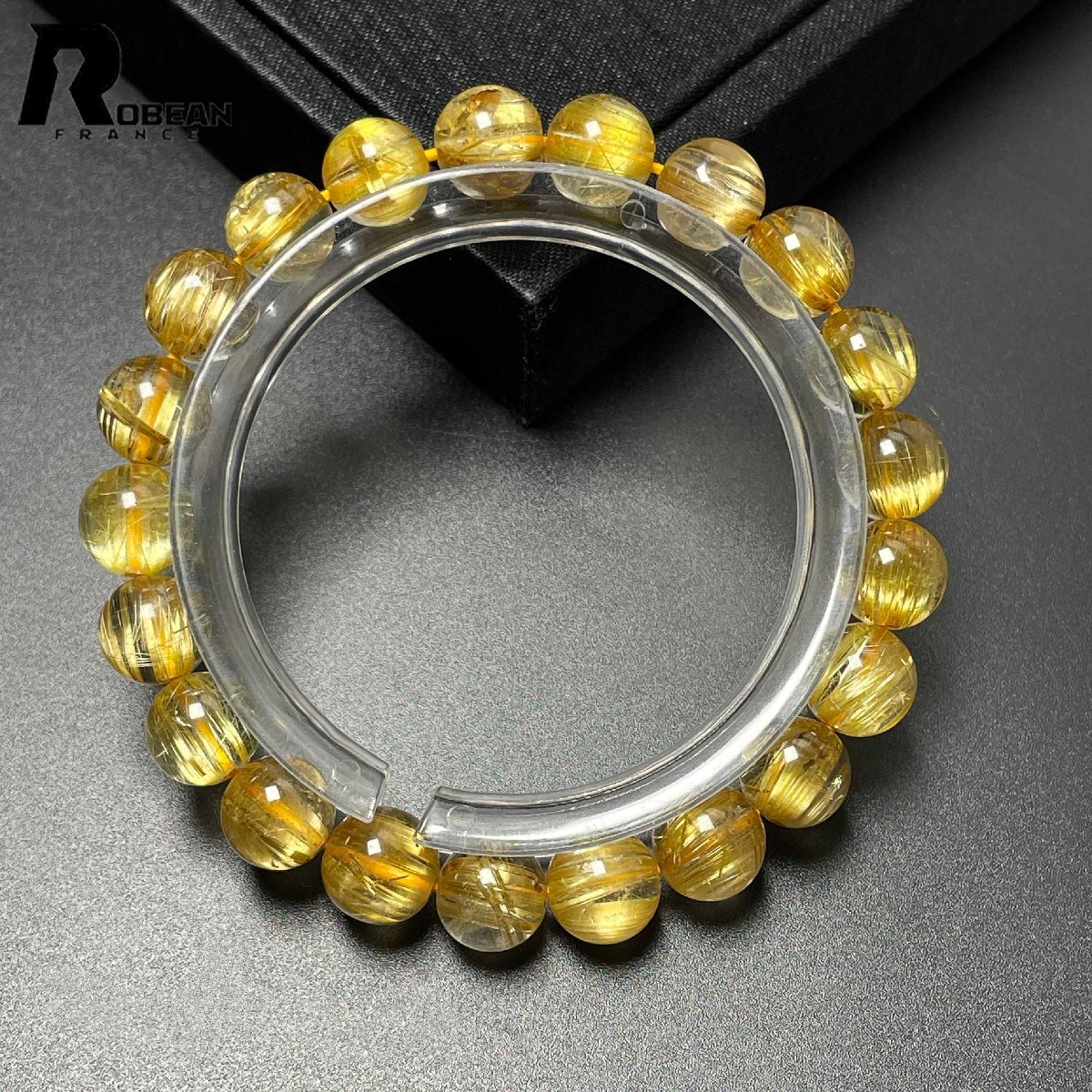 綺麗 EU制 定価84萬円★ROBEAN?極!極満針ルチルクォーツ★貓目 ブレスレット パワーストーン 天然石 金運 お守り 8.8-9.4mm D0227430