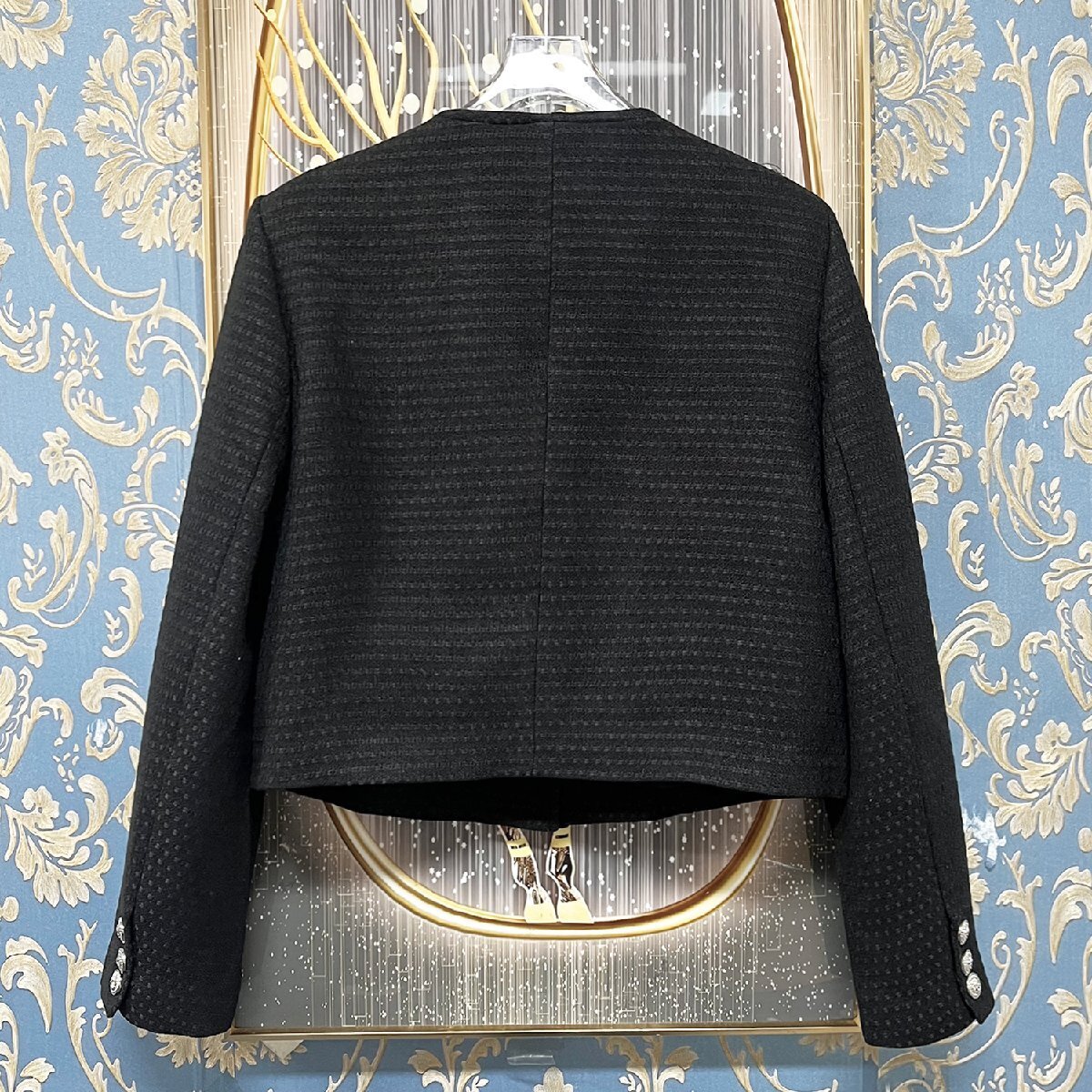 定価7萬★christian milada?ミラノ発?カーディガン★高級 柔らか 通気 無地 スクエアネック 著痩せ ショートコート OL 日常 S/34サイズ