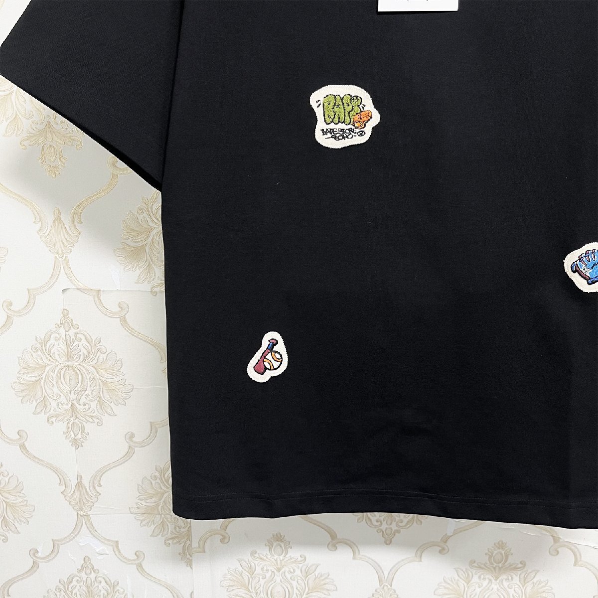 高級EU制＆定価2萬◆UABONI*Paris*半袖 Tシャツ*ユアボニ*パリ発◆柔らかい 通気 ワッペン 可愛い カットソー ユニセックス 夏服 2XL/52