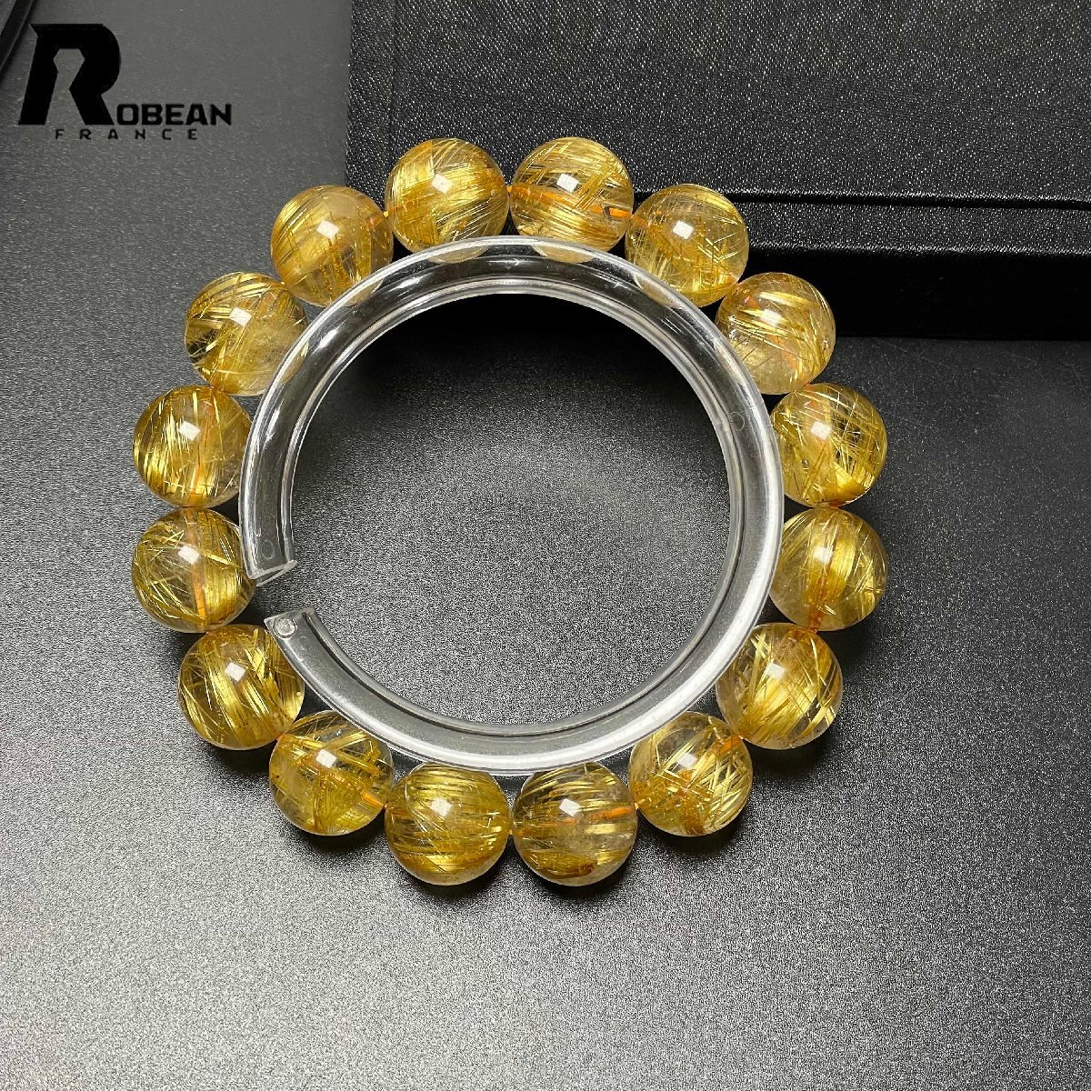 絶賛 EU制 定価127萬円★ROBEAN?極!極満針ルチルクォーツ★ ブレスレット パワーストーン 天然石 金運(yùn) お守り 12.8-13.3mm D0401774