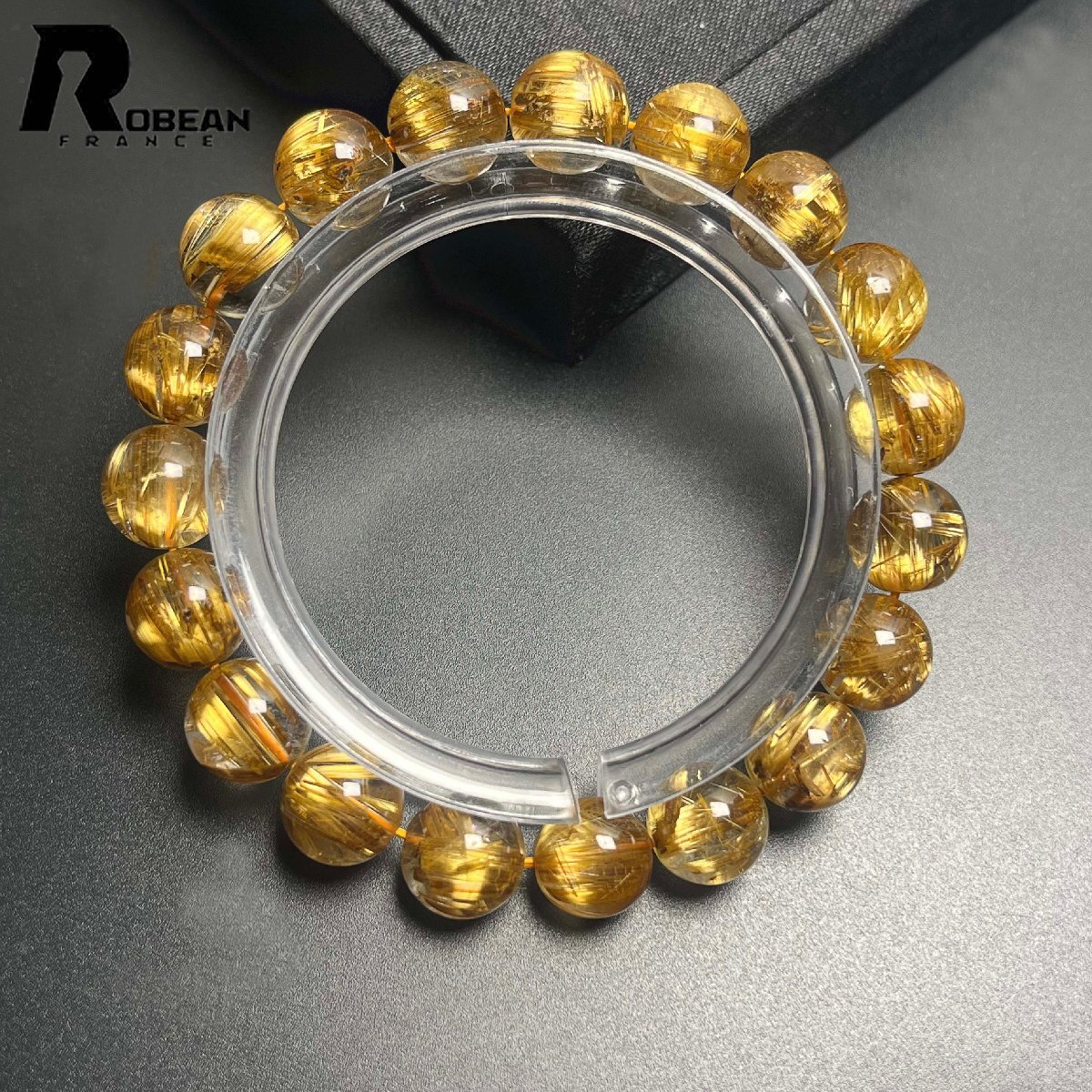 高級(jí) EU制 定価183萬(wàn)円★ROBEAN?極!極満針ルチルクォーツ★ ブレスレット パワーストーン 天然石 金運(yùn) お守り 9.9-10.3mm D0507600