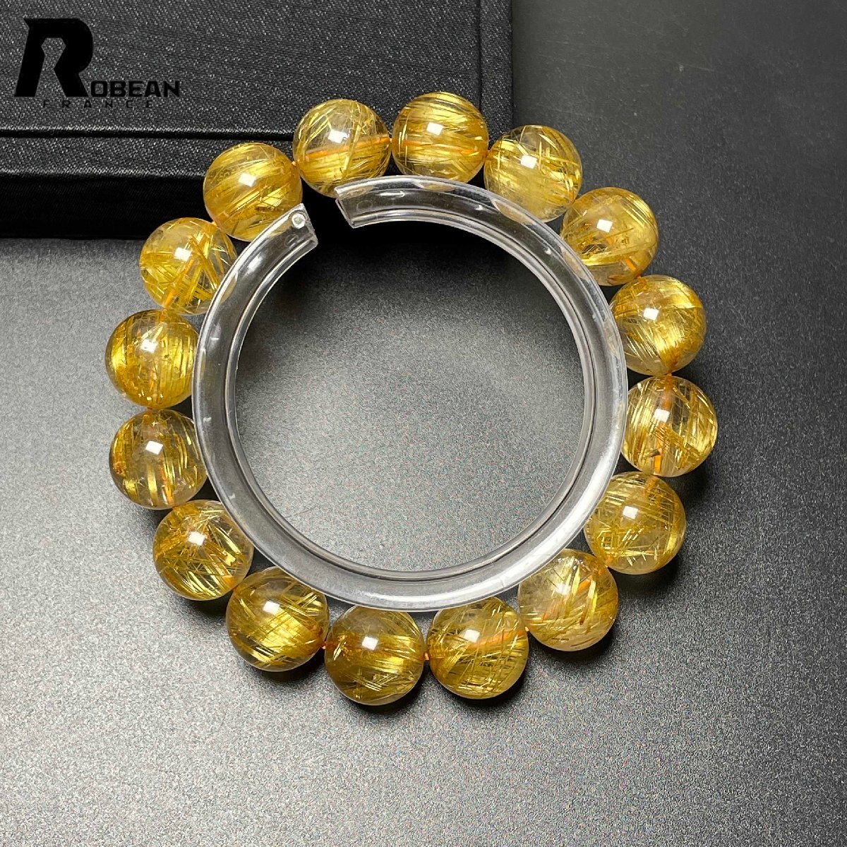 絶賛 EU制 定価127萬円★ROBEAN?極!極満針ルチルクォーツ★ ブレスレット パワーストーン 天然石 金運(yùn) お守り 12.8-13.3mm D0401774