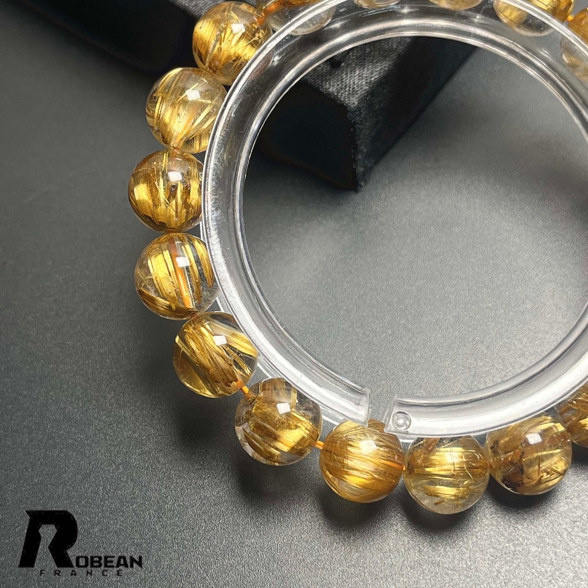 高級(jí) EU制 定価183萬(wàn)円★ROBEAN?極!極満針ルチルクォーツ★ ブレスレット パワーストーン 天然石 金運(yùn) お守り 9.9-10.3mm D0507600