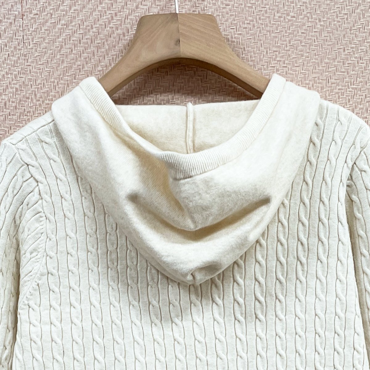 人気ヨーロッパ制※定価5萬◆ブルガリア発※RISELIN パーカー ウール混 防寒 ソフト 無地 フード付き トレーナー ニット レディース L/48