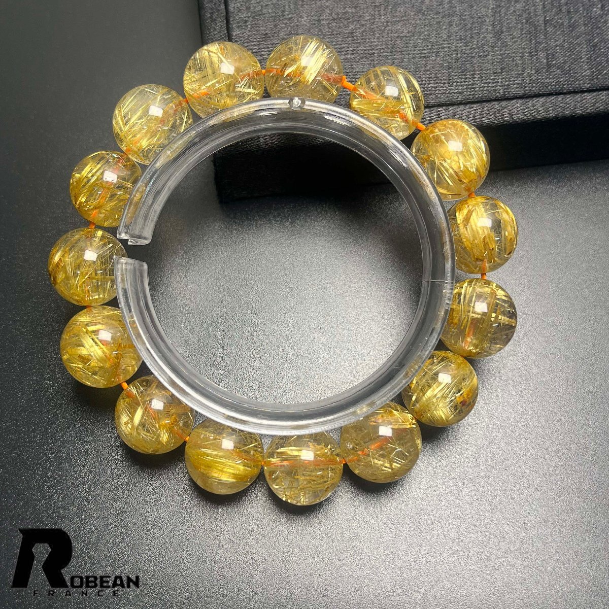 上級 EU制 定価81萬円★ROBEAN?極!極満針ルチルクォーツ★ブレスレット パワーストーン 天然石 綺麗 金運 お守り 13.8-14.8mm K0407581