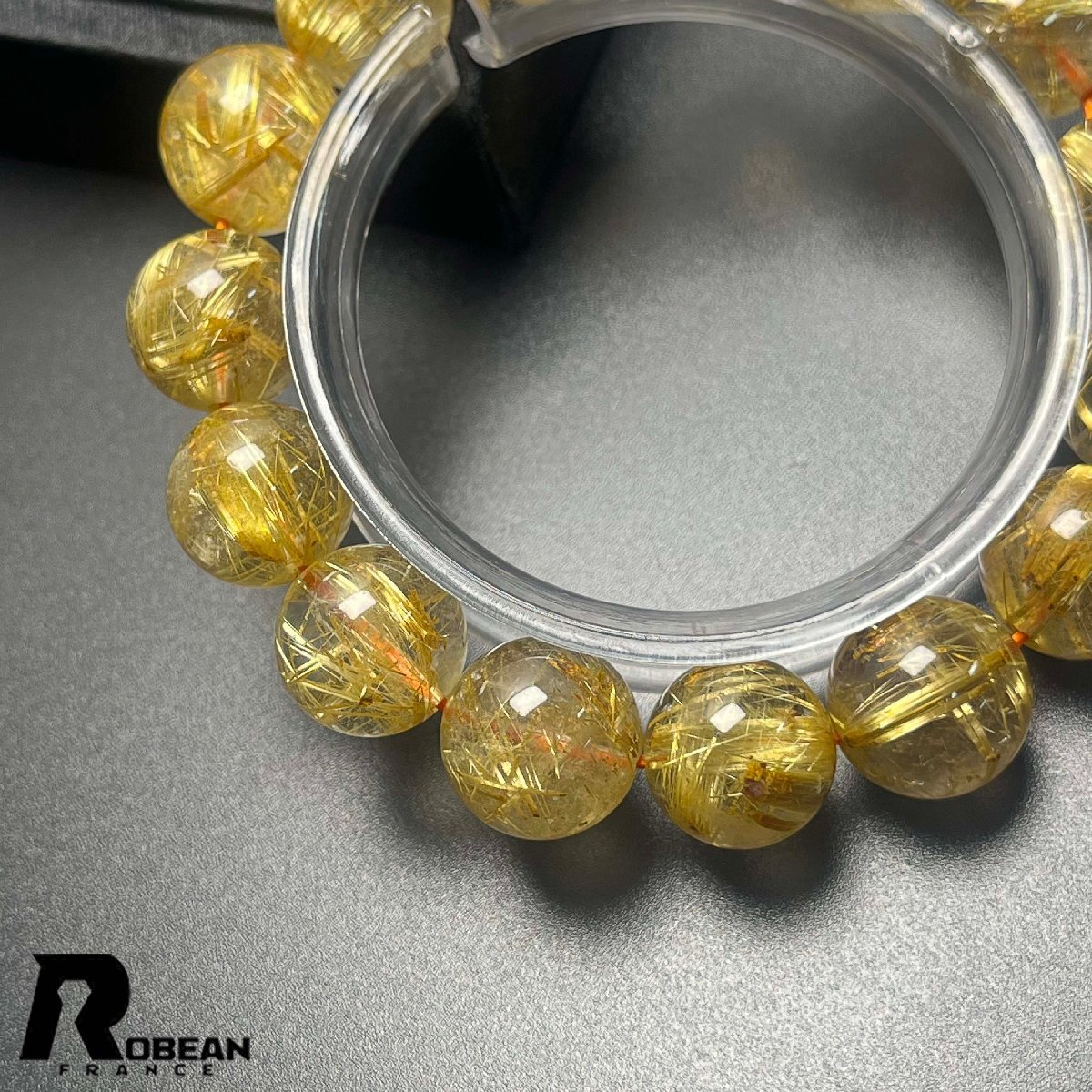 上級 EU制 定価81萬円★ROBEAN?極!極満針ルチルクォーツ★ブレスレット パワーストーン 天然石 綺麗 金運 お守り 13.8-14.8mm K0407581
