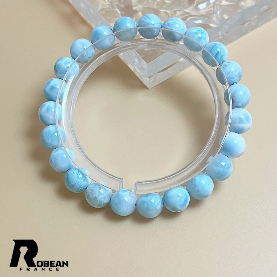 上品 EU制 定価10萬円★ROBEAN?ドミニカ共和國産のラリマー★パワーストーン ブレスレット 天然石 開運(yùn) 金運(yùn) 綺麗 約8.3mm K0417618