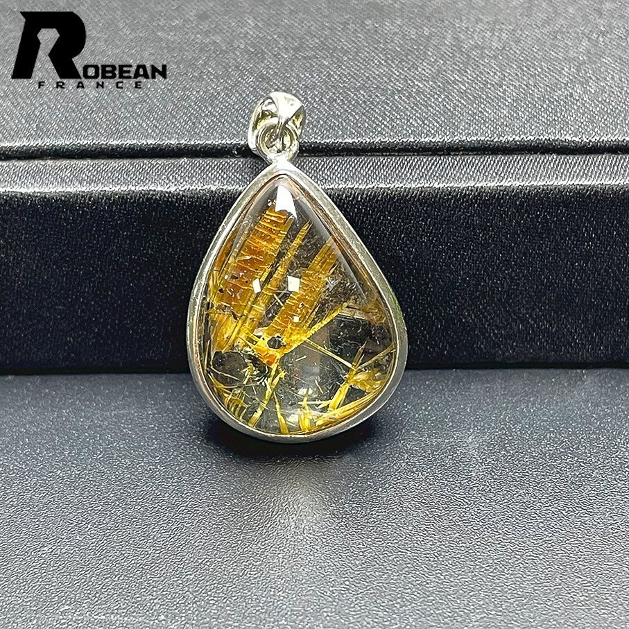 高級(jí) EU制 定価22萬(wàn)円★ROBEAN?太陽(yáng)花タイチンルチル?925銀ペンダント★黃金針?biāo)?金運(yùn) パワーストーン 27.7*18.7*9.6mm C604872