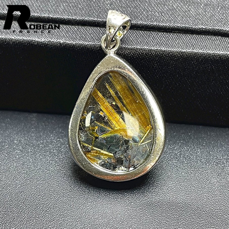 高級(jí) EU制 定価22萬(wàn)円★ROBEAN?太陽(yáng)花タイチンルチル?925銀ペンダント★黃金針?biāo)?金運(yùn) パワーストーン 27.7*18.7*9.6mm C604872