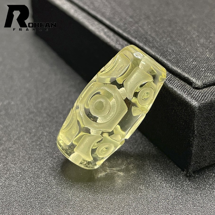 綺麗 EU制 定価6萬円★ROBEAN?チベット天珠?シトリンファントム★パワーストーン アクセサリー 天然石 金運(yùn) 約29.9*15.4mm C529812