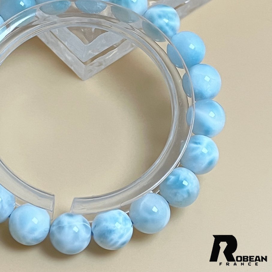 高級 EU制 定価14萬円★ROBEAN?ドミニカ共和國産のラリマー★パワーストーン ブレスレット 天然石 開運 金運 綺麗 約9.8mm K0417612