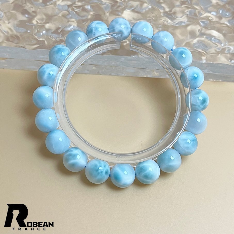 高級 EU制 定価14萬円★ROBEAN?ドミニカ共和國産のラリマー★パワーストーン ブレスレット 天然石 開運 金運 綺麗 約9.8mm K0417612