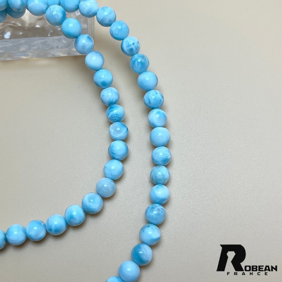 高級 EU制 定価19萬円★ROBEAN?ドミニカ共和國産のラリマー★3本巻きブレスレット パワーストーン 天然石 開運 金運 約6.4-6.9mm K0319549
