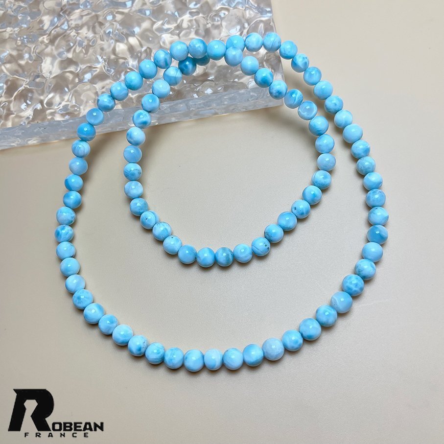 高級 EU制 定価19萬円★ROBEAN?ドミニカ共和國産のラリマー★3本巻きブレスレット パワーストーン 天然石 開運 金運 約6.4-6.9mm K0319549