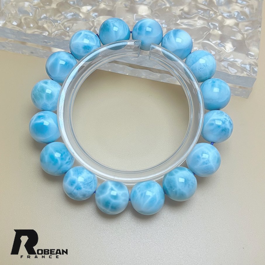 貴重 EU制 定価45萬円★ROBEAN?ドミニカ共和國産のラリマー★パワーストーン ブレスレット 天然石 開運 金運 綺麗 約12.8mm K0325562