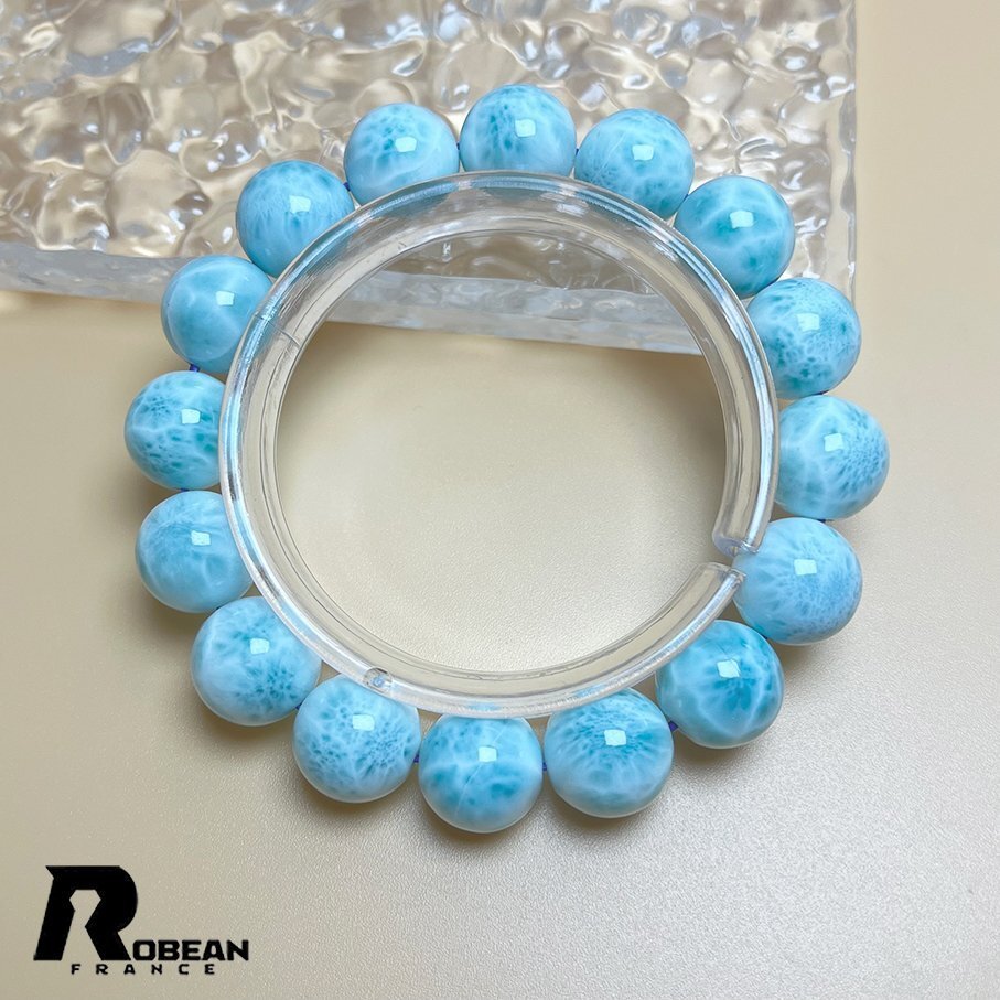 貴重 EU制 定価41萬円★ROBEAN?ドミニカ共和國産のラリマー★パワーストーン ブレスレット 天然石 開運 金運 綺麗 約13.3-13.8mm K0322552