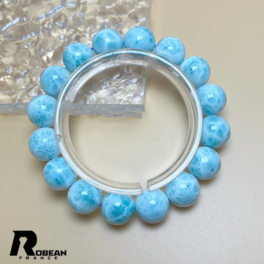 貴重 EU制 定価41萬円★ROBEAN?ドミニカ共和國産のラリマー★パワーストーン ブレスレット 天然石 開運 金運 綺麗 約13.3-13.8mm K0322552