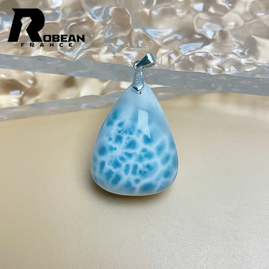 高級 EU制 定価12萬円★ROBEAN?ラリマーペンダント★パワーストーン アクセサリー 天然石 高級 綺麗 お守り 約26.8*20.7*11.1mm Y618141