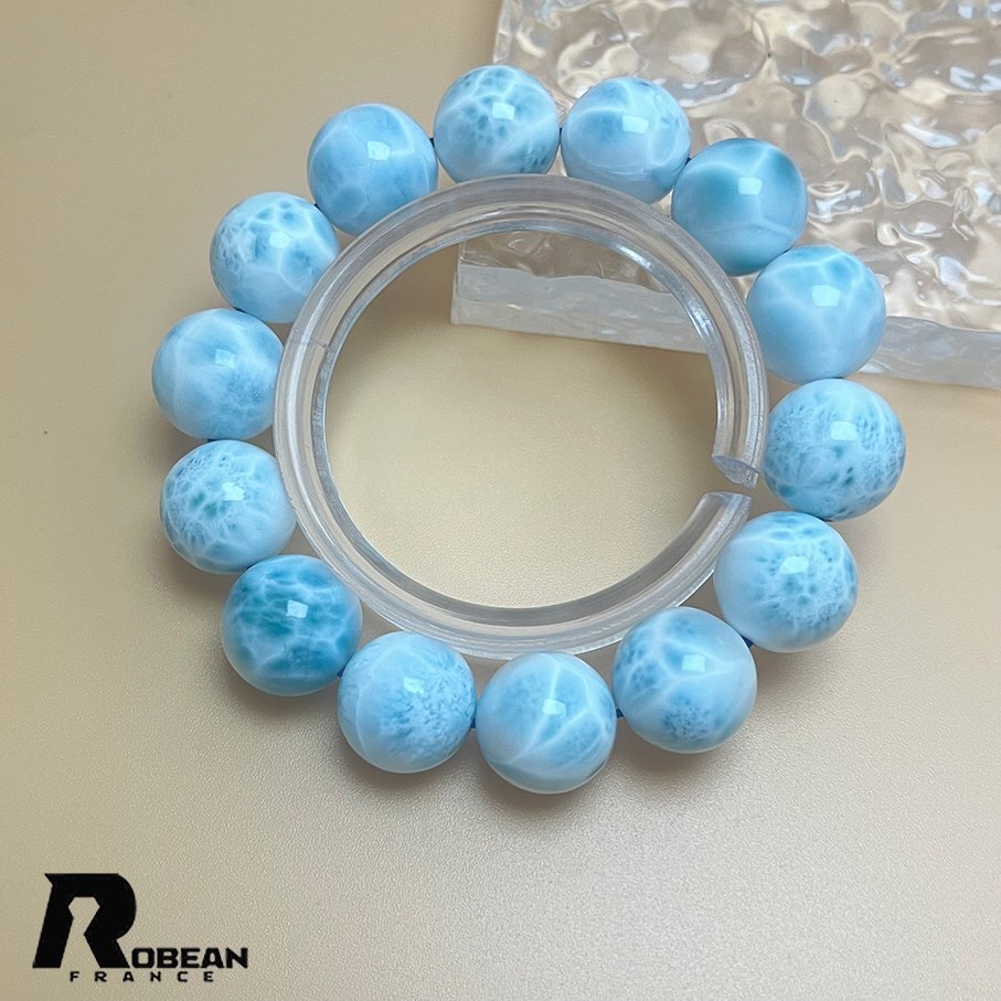 夢色 EU制 定価55萬円★ROBEAN?ドミニカ共和國産のラリマー★パワーストーン ブレスレット 天然石 開運 金運 綺麗 約13.6-14.4mm K0325565