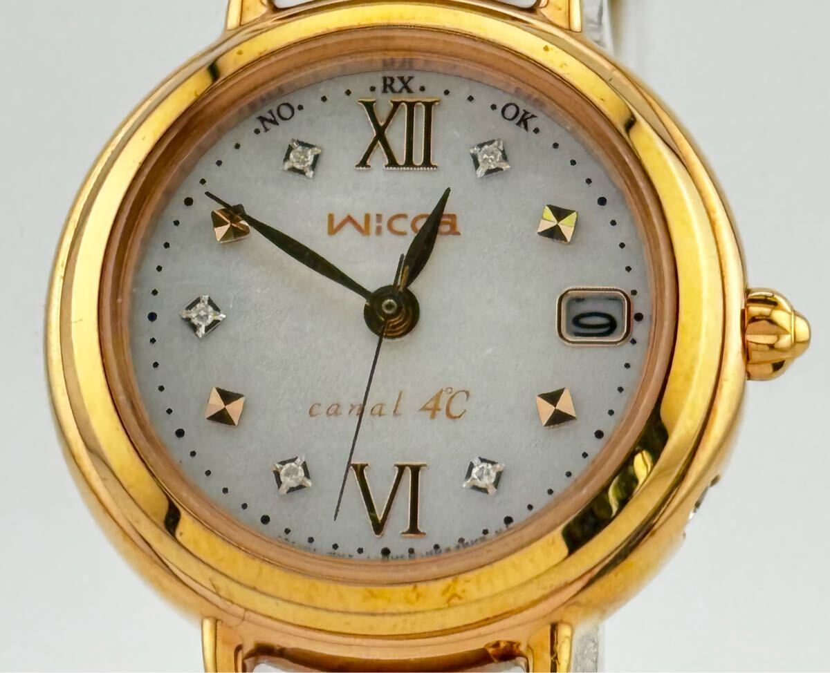 【シチズン?。眱摇俊　窩ITIZEN」 　H0F0-R009435 ウィッカ　canal4°C コラボ　ソーラー　シェル　腕時計　レディース　E21628