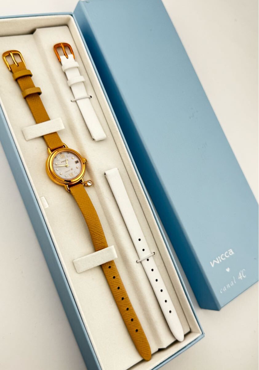 【シチズン　１円～】　「CITIZEN」 　H0F0-R009435 ウィッカ　canal4°C コラボ　ソーラー　シェル　腕時計　レディース　E21628