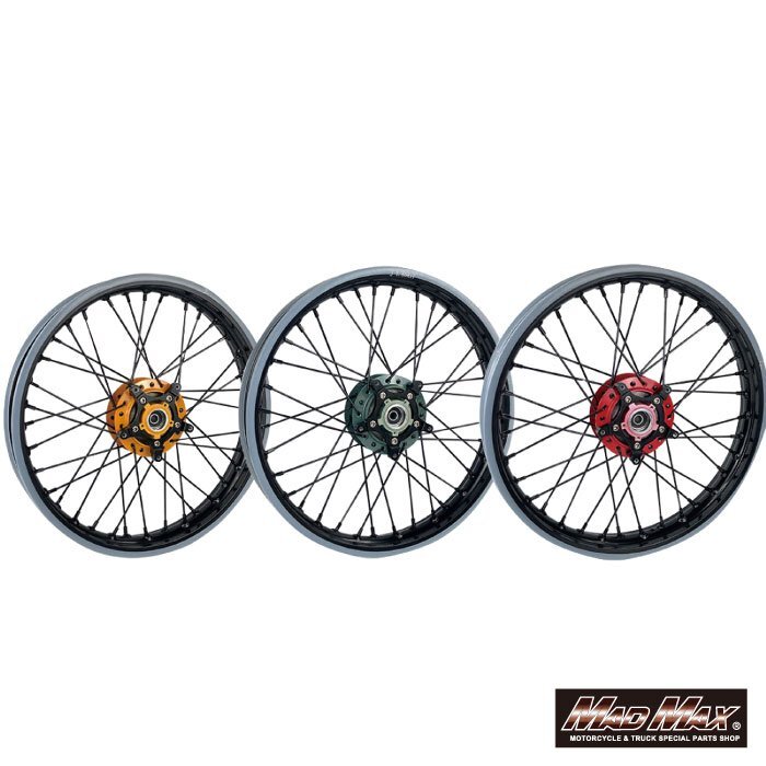 バイク用品 HONDA ホンダ CC110 JA60 クロスカブ アルミ 17インチ スポーク ワイドホイールSET グリーン/CROSS CUB 8BJ【送料800円】