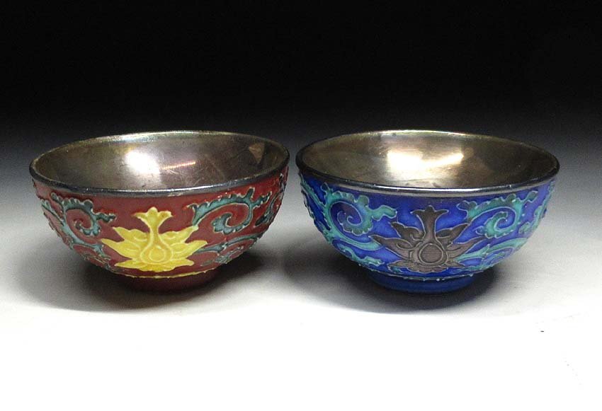 緑屋s■ 大日本永楽造　內(nèi)銀張　交趾　酒器揃　盃5客　徳利2客　　kc2/5-252/30-9#80