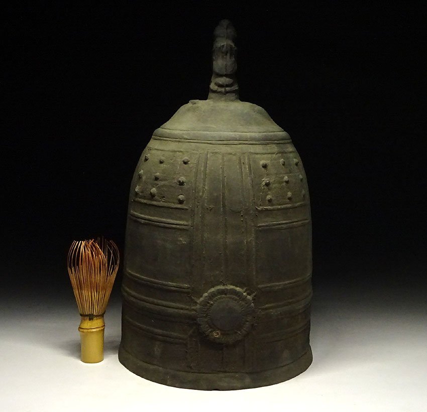 緑屋z□ 時代物 古銅 釣鐘 吊鐘 梵鐘 高約30cm 金工美術 i9/5