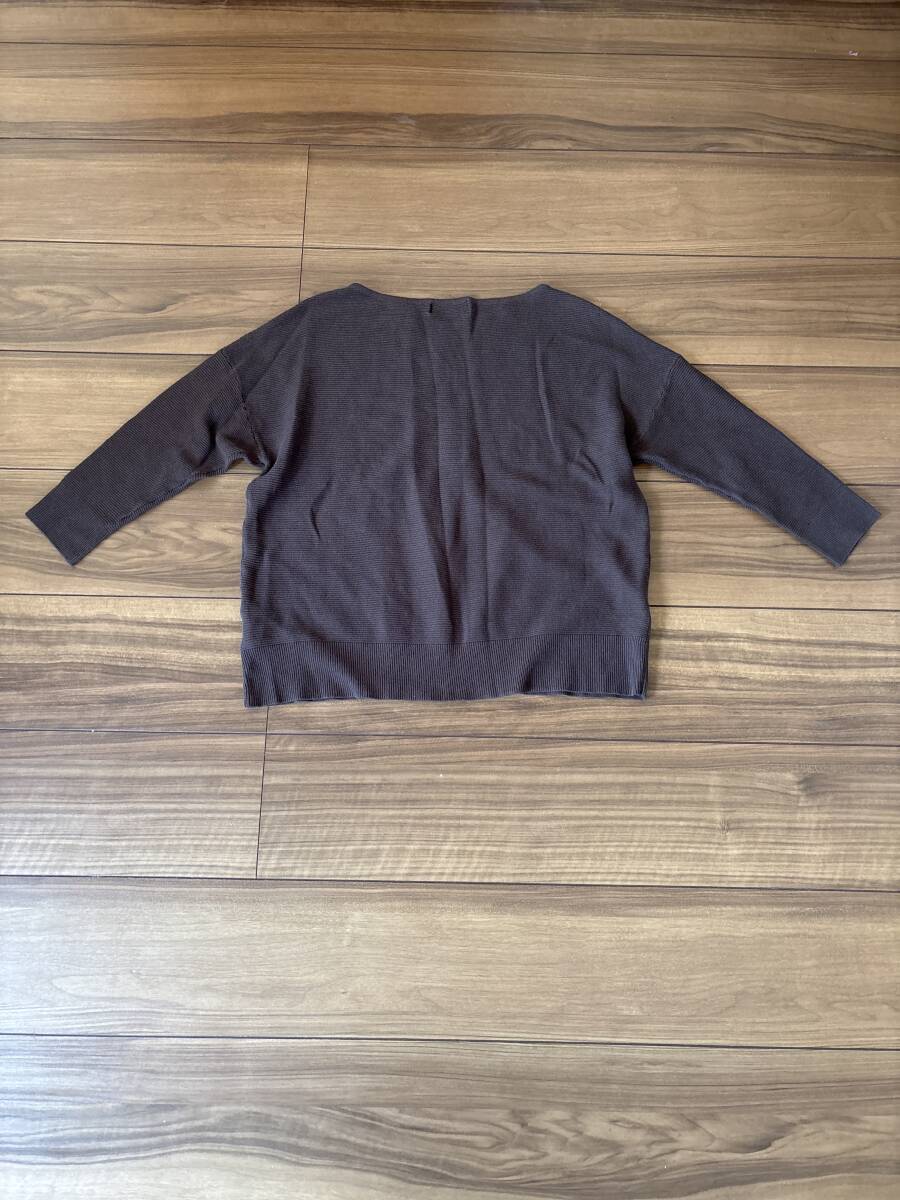 オペークドットクリップ ボートネック カットソー 七分袖 トップス ブラウン 茶色 s_画像3