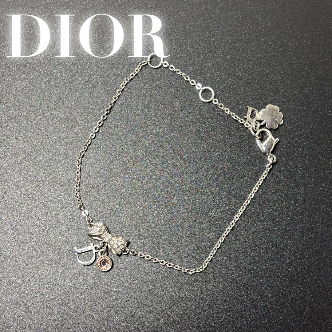 クリスチャンディオール ブレスレット シルバー リボン ラインストーン Dロゴ クリスチャンディオール ブレスレット シルバー リボン ライン