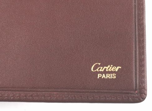 ★1円スタート 売り切り★Cartier/カルティエ★本革★ボルドー/ワインレッド★二つ折り 札入/財(cái)布/チケット入れ★A(－)ランク