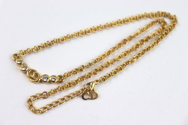 ★1円スタート 売り切り★Christian Dior/クリスチャン ディオール★ゴールド×ブランドロゴ×ラインストーン★ネックレス/ペンダント★A★