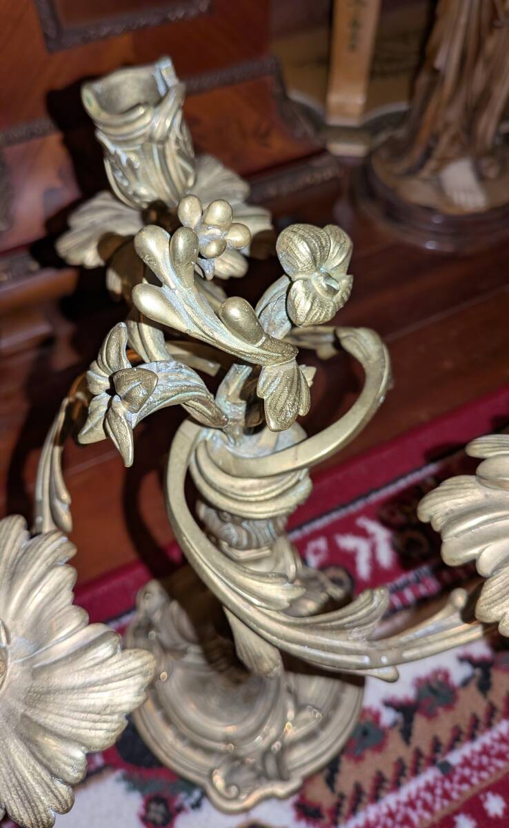 フランスアンティーク～★キャンドルスタンド／大型 ロココ 真鍮 ロカイユ装飾 フランスアンティーク～☆キャンドルスタンド／大型 ロココ 真鍮