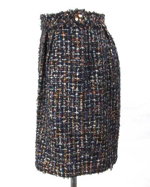 組曲 KUMIKYOKU 紺 系 ツィード スカート 1