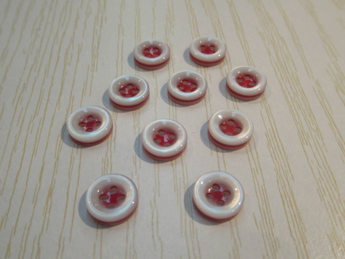 手芸 和洋裁用釦 ボタン カラフルボタン(11.5mm10個入り)シロxレッド bhdv8-29_画像4