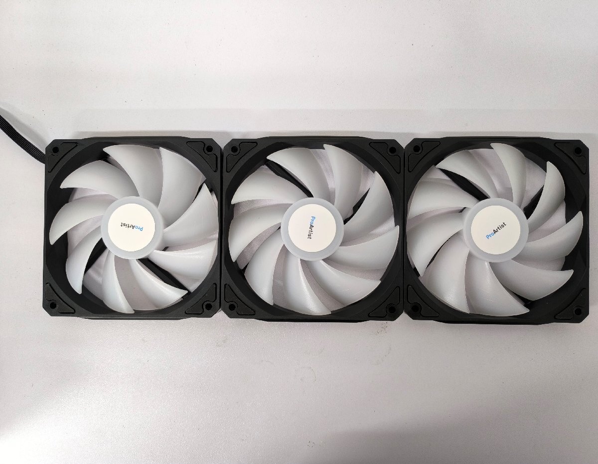 【送料無料】PCケースファン ProArtist 3連型 120MM ARGB対応 ブラック 未使用 4PINコネクタ Case FAN 「FA-0011」