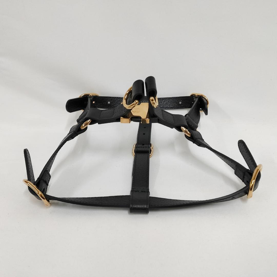 ○★新品 未使用 Gucci オメトリックG ペット ハーネス ブラックレザー 新品 未使用 Gucci オメトリックG ペット ハーネス ブラック