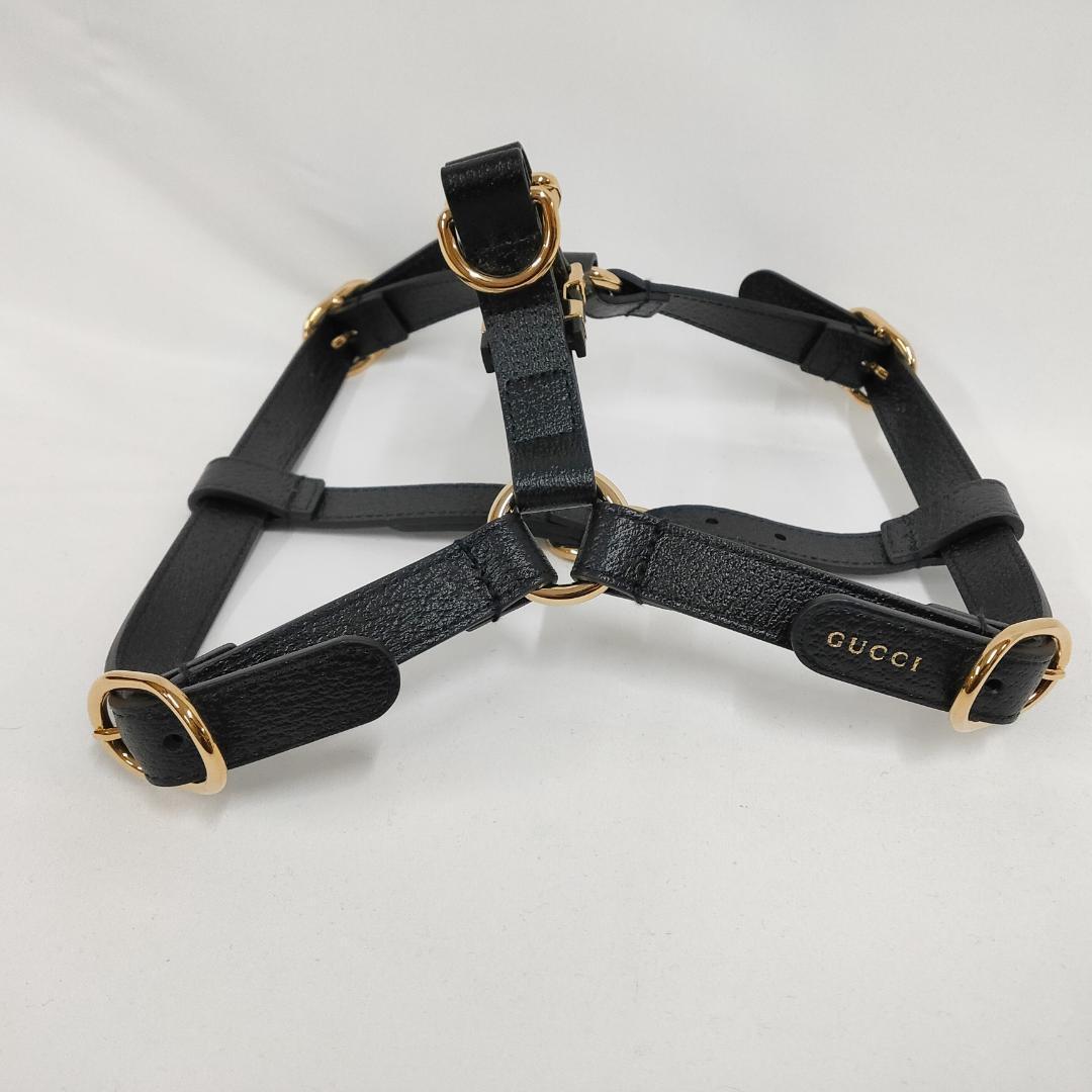 ○★新品 未使用 Gucci オメトリックG ペット ハーネス ブラックレザー 新品 未使用 Gucci オメトリックG ペット ハーネス ブラック