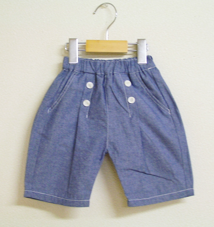 ★新品90cm★DILASH 5分丈パンツ (ボタンデザイン/ブルー) ディラッシュ