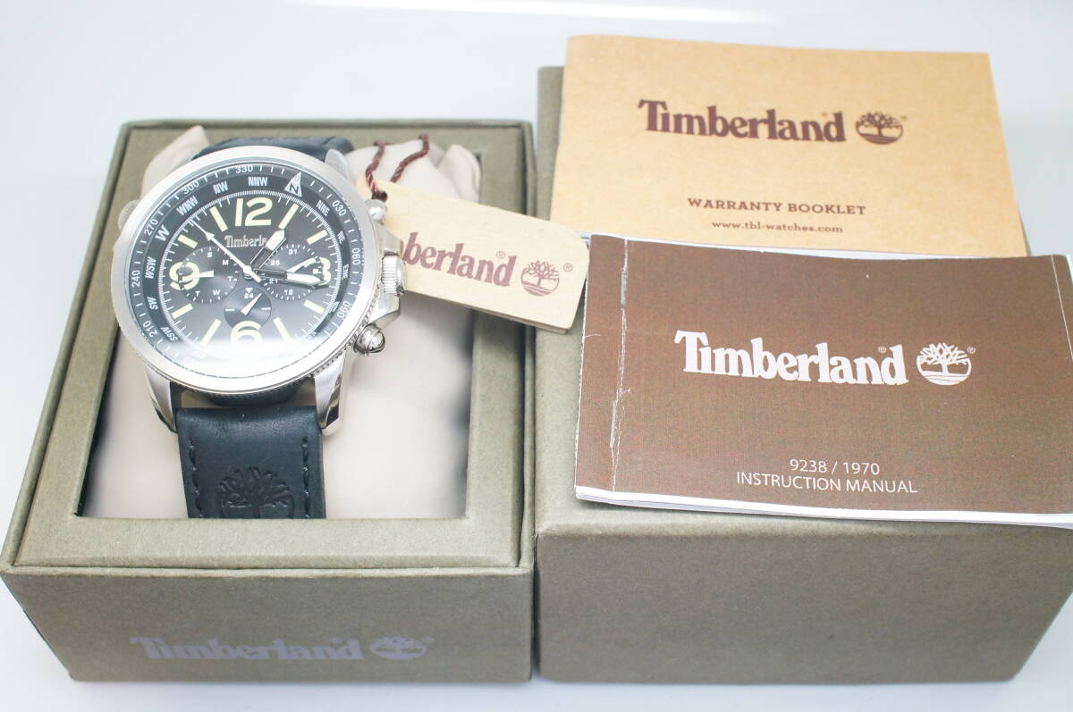 E144* работа хороший с ящиком не использовался неиспользуемый товар Timberland Timberland чёрный циферблат дата мужские наручные часы серебряный модный кварц 