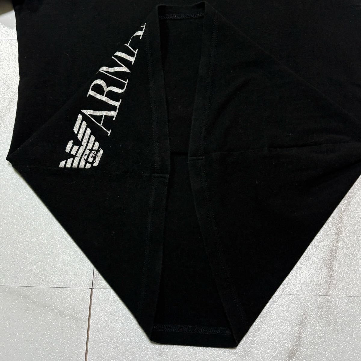 美品/ Lサイズ エンポリオアルマーニ EMPORIO ARMANI 半袖 Tシャツ イーグルロゴ ブラック ブランドロゴ 黒