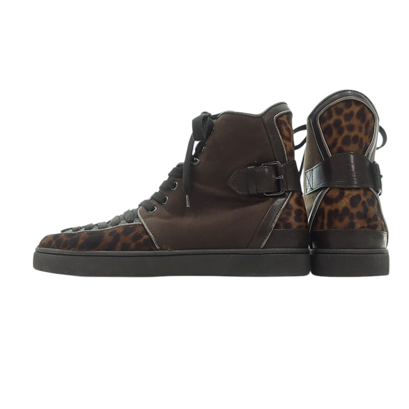 【特別価格】CHRISTIAN LOUBOUTIN ハラコ ハイカット レオパード スニーカー レオパード サイズ メンズ42